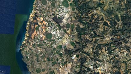Google maps of Alentejo showing greenhouse expansion in the region